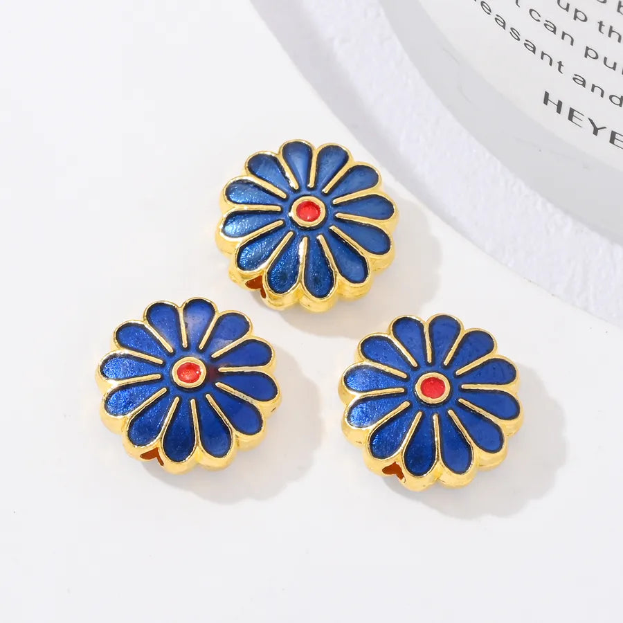 3 Pieces 11*11mm Hole Under 1mm Alloy Flower Beads