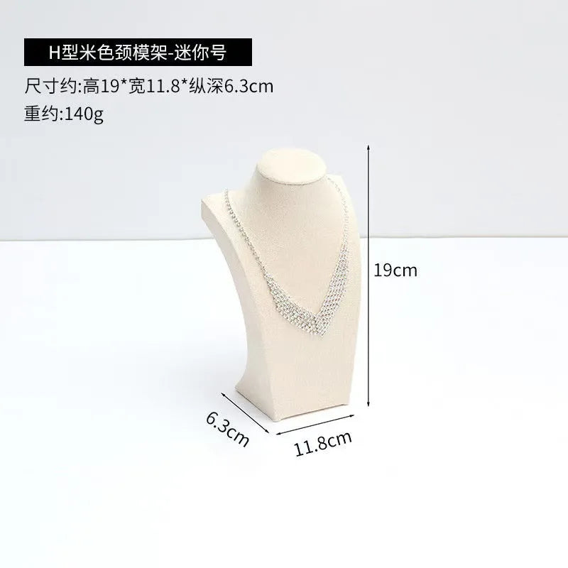 Modern Simplicity Jewelry Necklace Display Stand Counter Display Props Mannequin Pendant Holder Velvet Leather Material