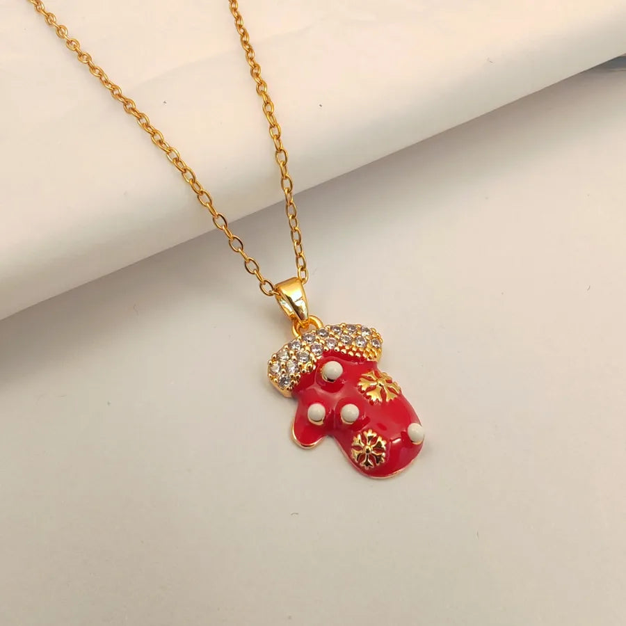 Titanium Steel Zirconia Pendant Necklace Women's Fashionable Versatile Micro-Set  Christmas Series