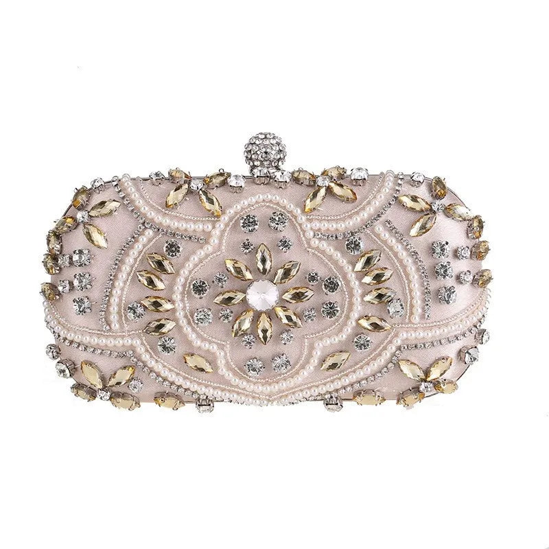 Pink Beige Polyester Geometric Square Evening Bags