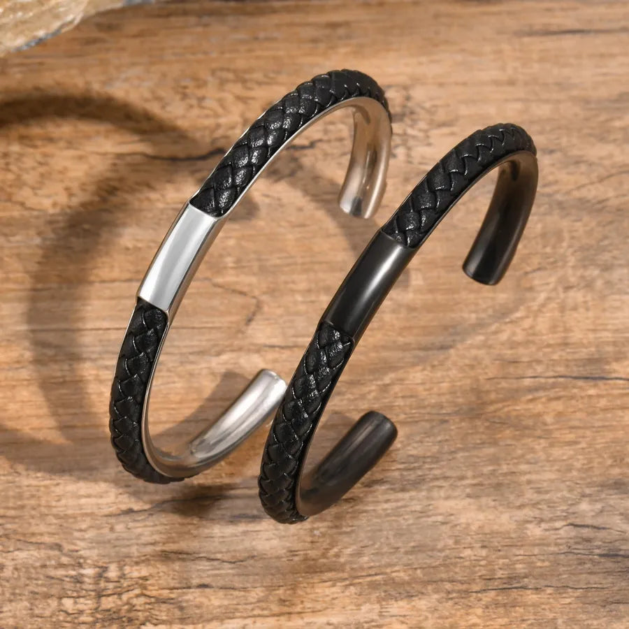 Basic Simple Style Solid Color 304 Stainless Steel Men's Bangle