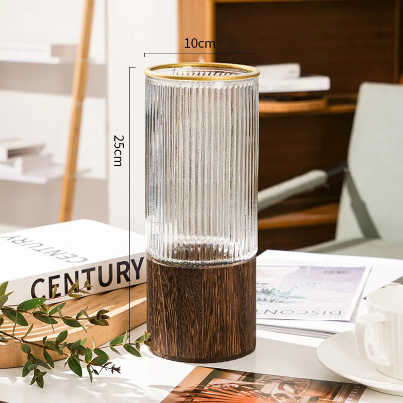 Simple Style Stripe Glass Vase Artificial Decorations