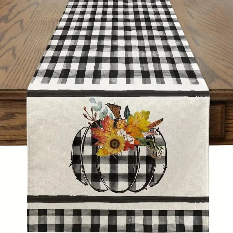 Halloween Thanksgiving Cute Pumpkin Lattice Polyester Table Runner