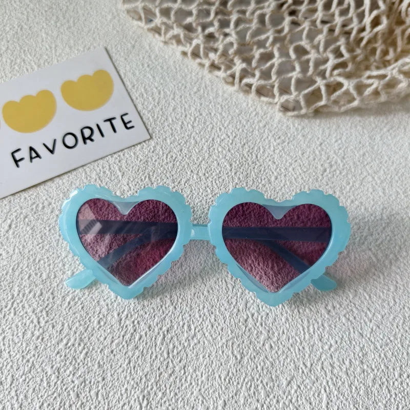Sweet Simple Style Heart Shape UV400 Protection Resin Special-Shaped Mirror Full Frame Kids Sunglasses