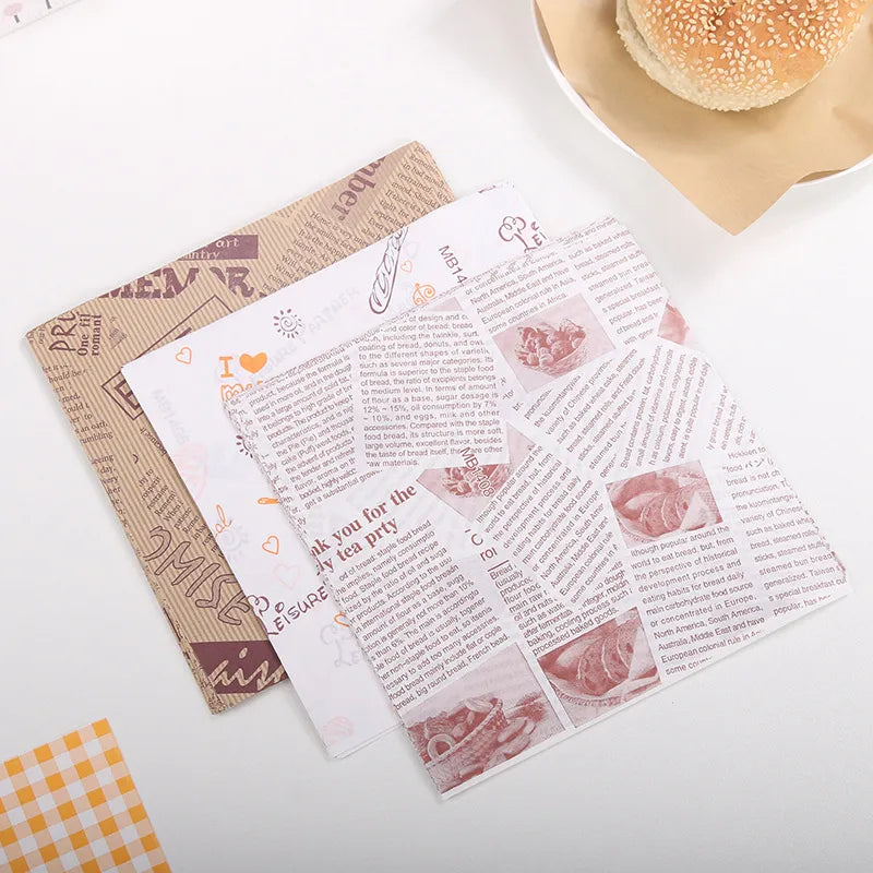 Square 18cm Oil-resistant Laminated Paper Burger Box Pad Paper Bento Cake Separation Paper Sandwich Packaging Paper