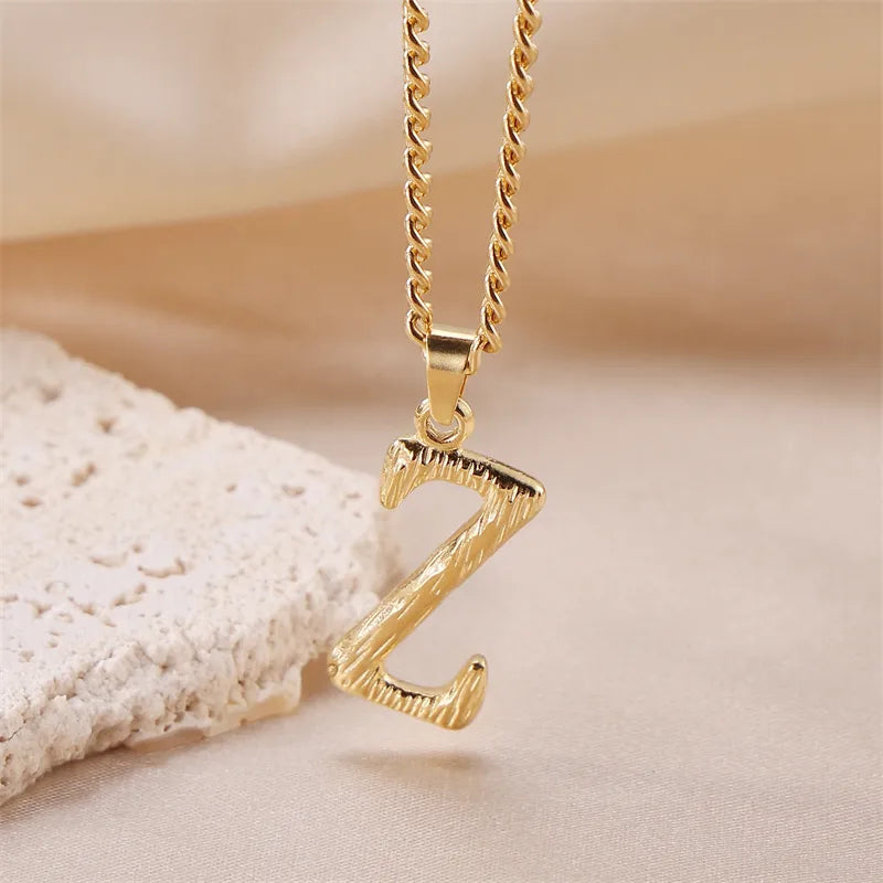 Wholesale Jewelry Sweet Simple Style Artistic Letter 201 Stainless Steel 304 Stainless Steel 18K Gold Plated Plating Pendant Necklace