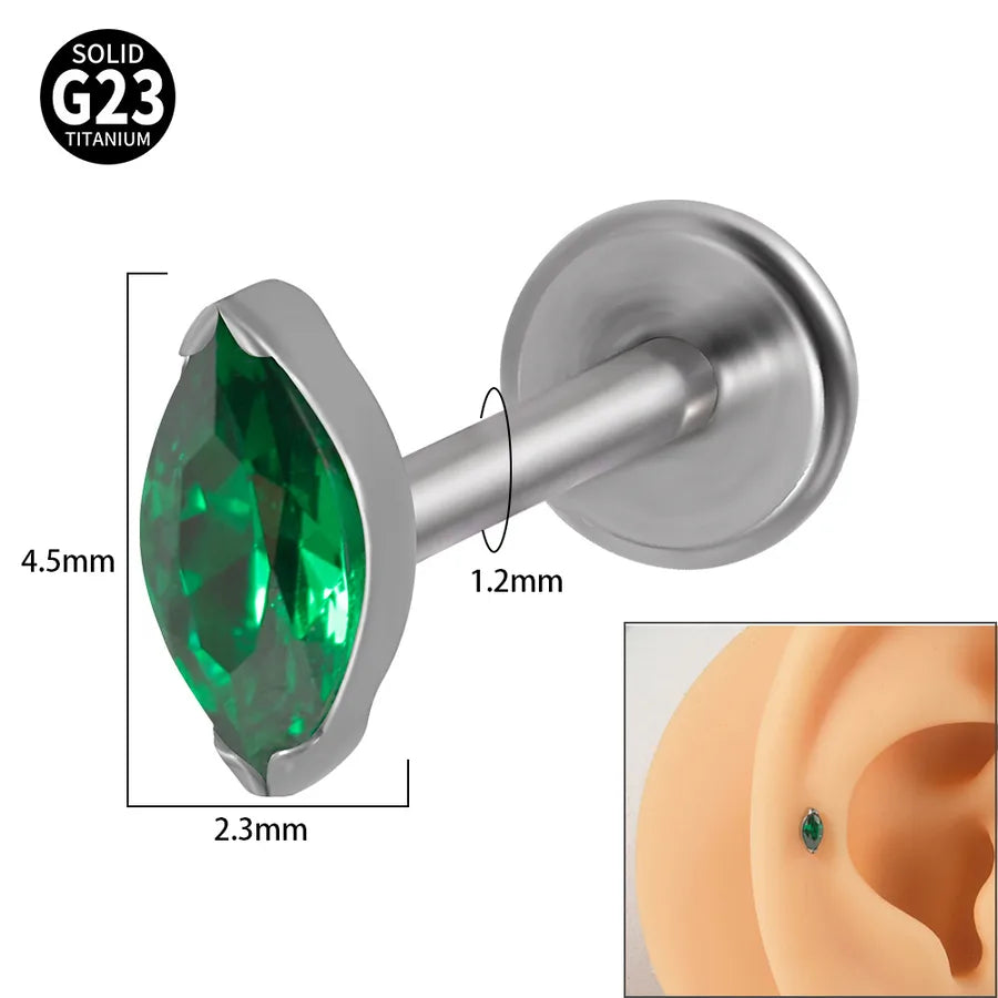 1 Piece Lip Rings Classic Style Colorful Water Droplets G23 Titanium Synthetic opal Zircon Inlay Synthetic opal Zircon