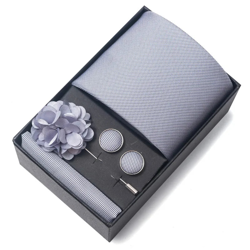 commute geometric stripe cashew nuts polyester yarn men's square scarf cufflinks tie
