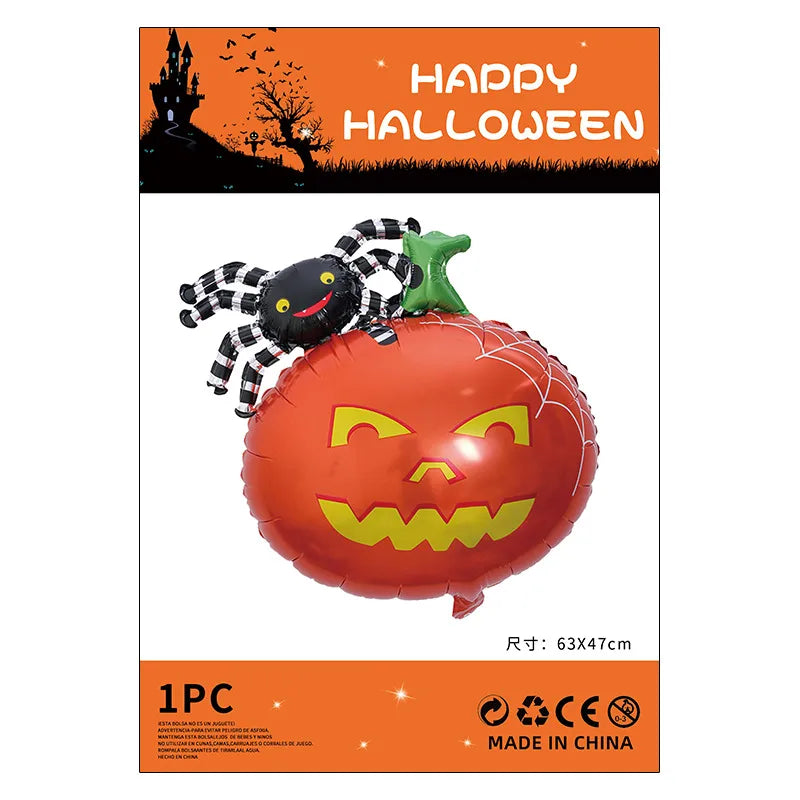 Halloween Decorations Pumpkin Spider Back Card Single Aluminum Foil Balloon Ghost Festival Skull Funny Bar Balloon