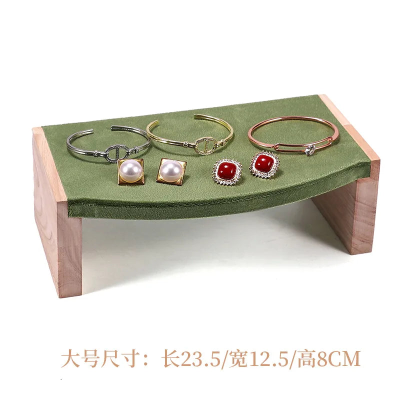 Solid Wood Jewelry Display Stand Tea Table Bracelet Necklace Stool Ornament Rack Three Piece Set Academic Style Crafted