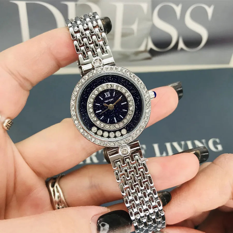 Elegant Solid Color Butterfly Double Snap Quartz Watch Women's Watches
