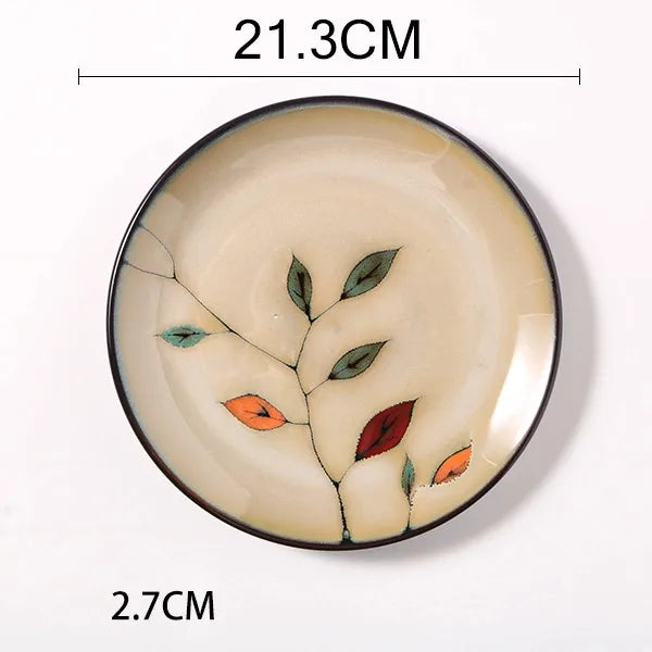 Retro Solid Color Flower ceramics Tableware 1 Piece
