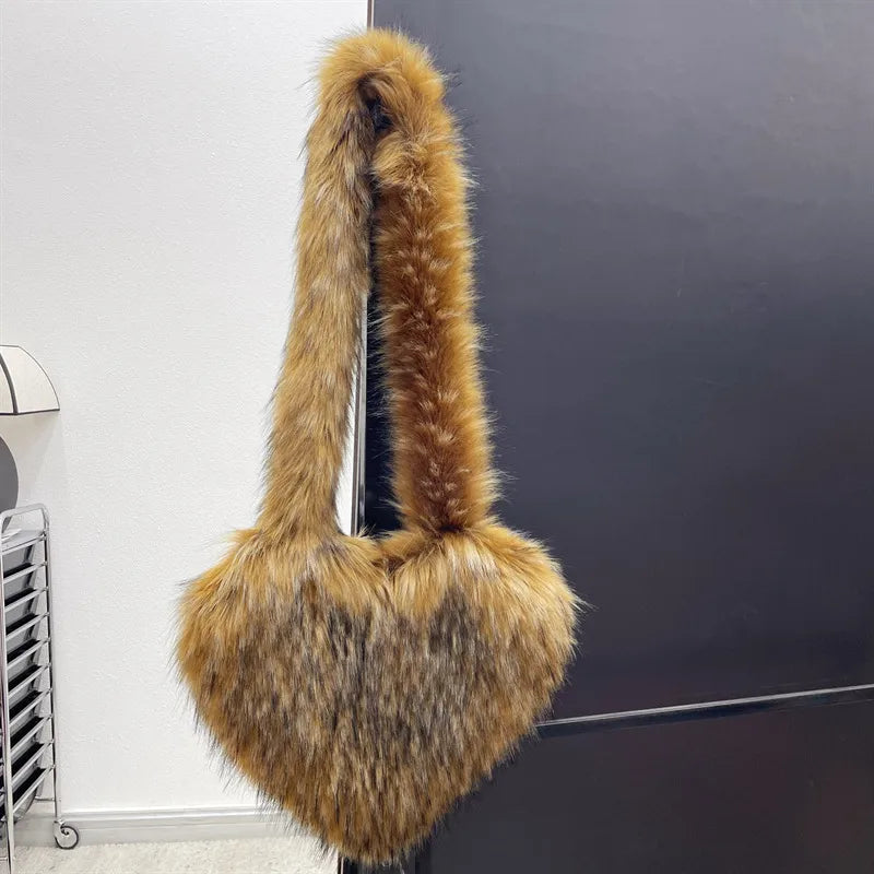 women's large winter plush polyester streetwear shoulder bag