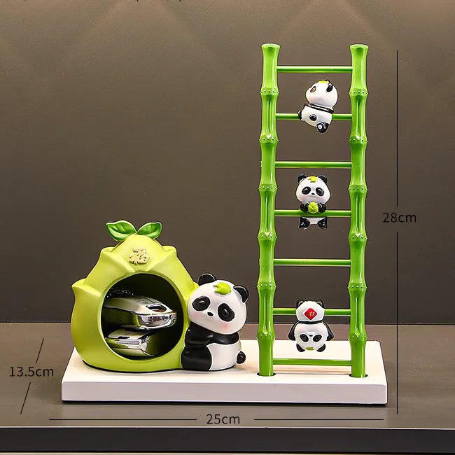 Cute panda decoration key storage living room home decoration creative gift wine cabinet entrance tray