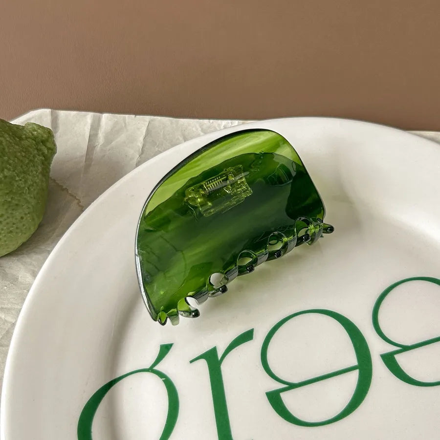 Elegant Greenish-Black Acetate Hair Clip French Style Simple Design For Women Hair Accessories Suitable For All Ages