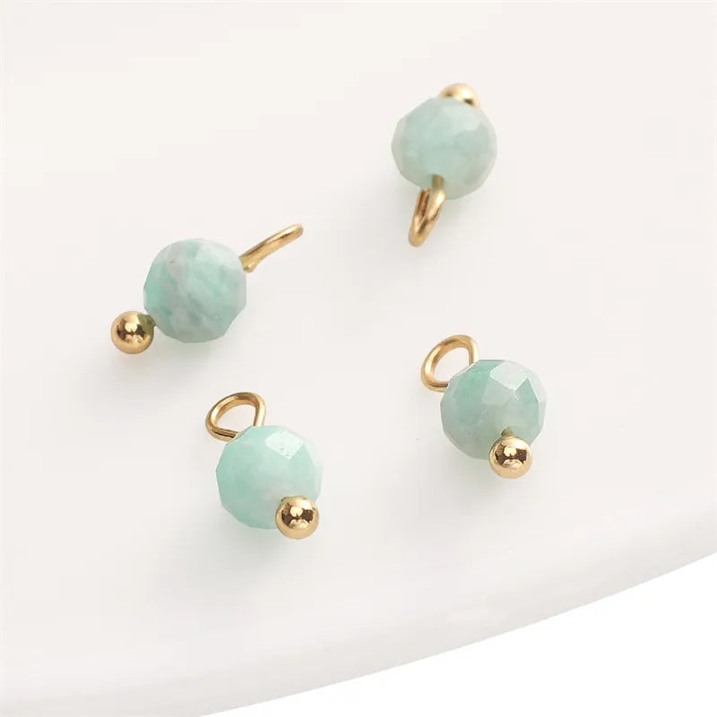 Handmade Natural Stone Pendant Beads Small Drop Earrings Bracelet Necklace Weaving Material Accessories Simple Style Jewelry