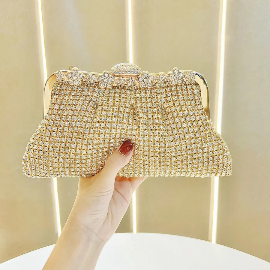 New Retro Luxury Women's Handbag Dinner Clutch Small Shoulder Crossbody Bag Elegant Square Shape Polyester Platinum Bag