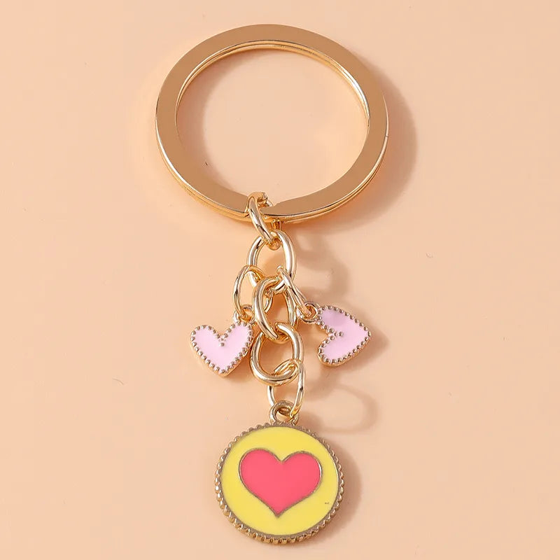 Cartoon Style Sweet Simple Style Round Heart Shape Alloy Keychain