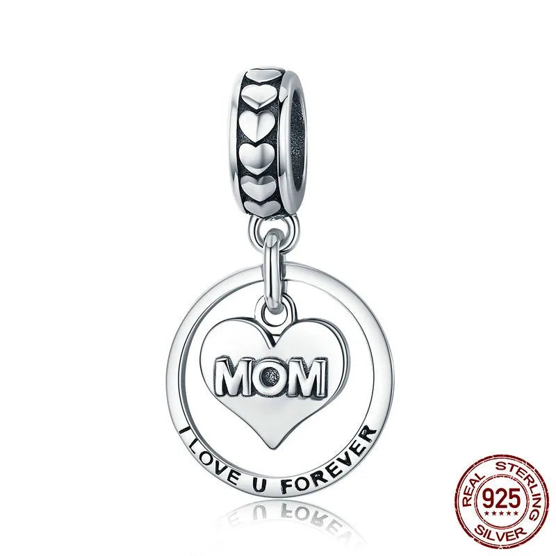 1 Piece 925 Sterling Silver Zircon Letter Heart Shape Butterfly Polished Pendant Beads Jewelry Accessories