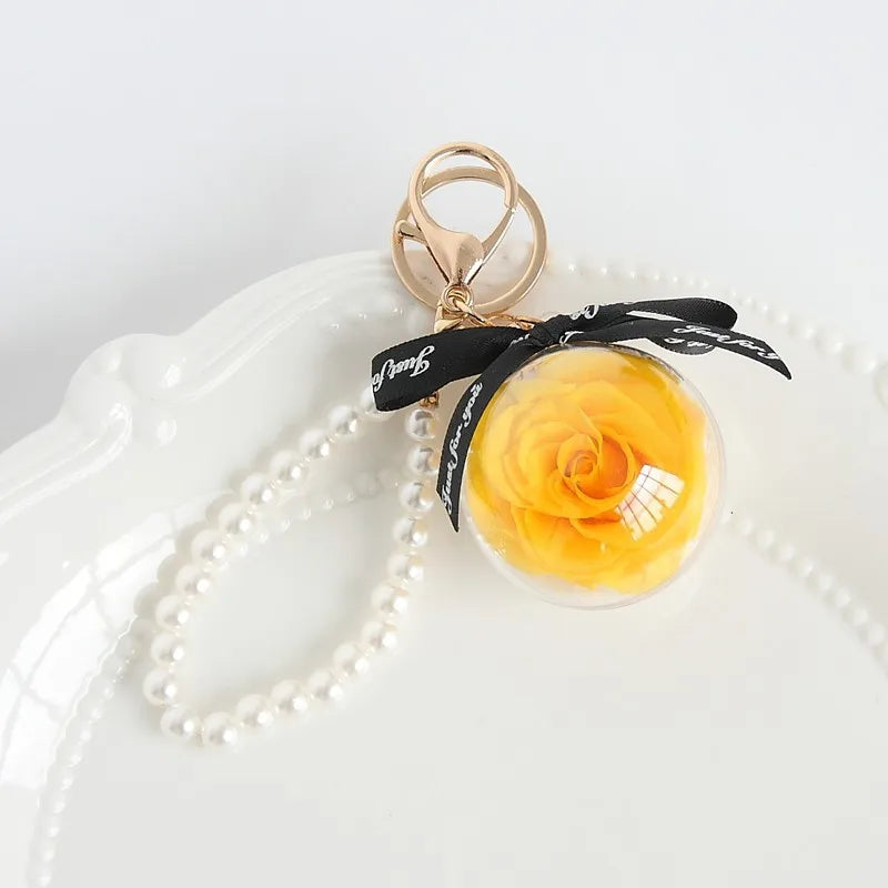 cute letter preserved flower women's keychain