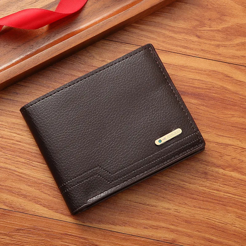 Men's Solid Color Pu Leather Open Small Wallets