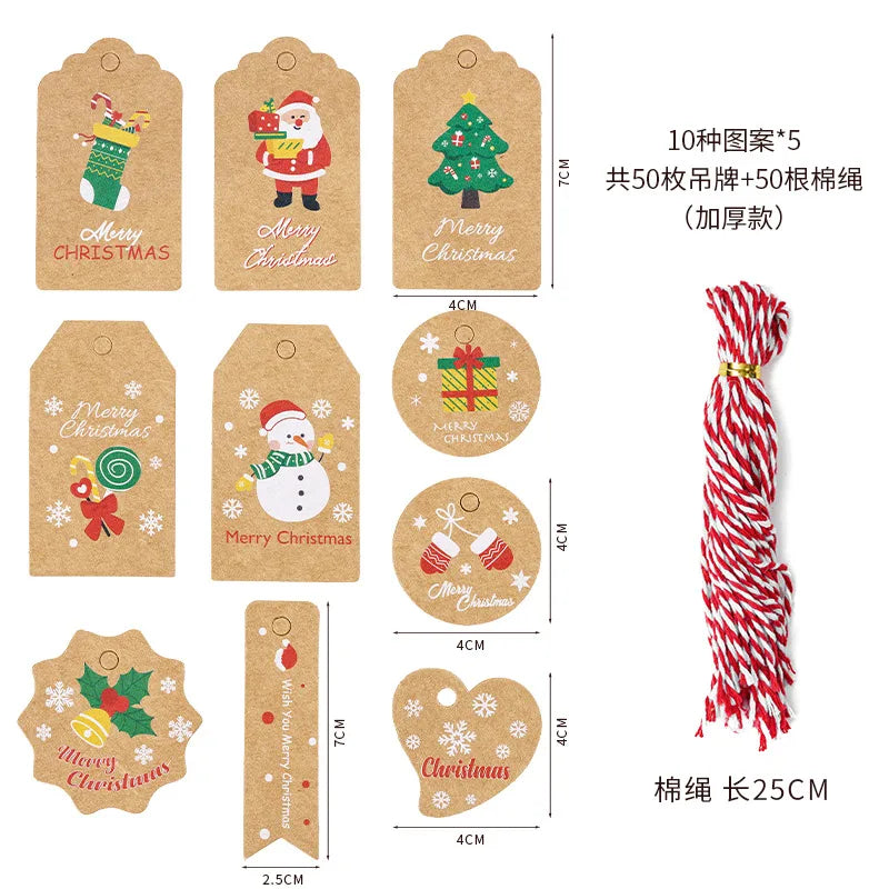 Christmas Fashion Christmas Tree Santa Claus Snowman Kraft Paper Party Hanging Ornaments
