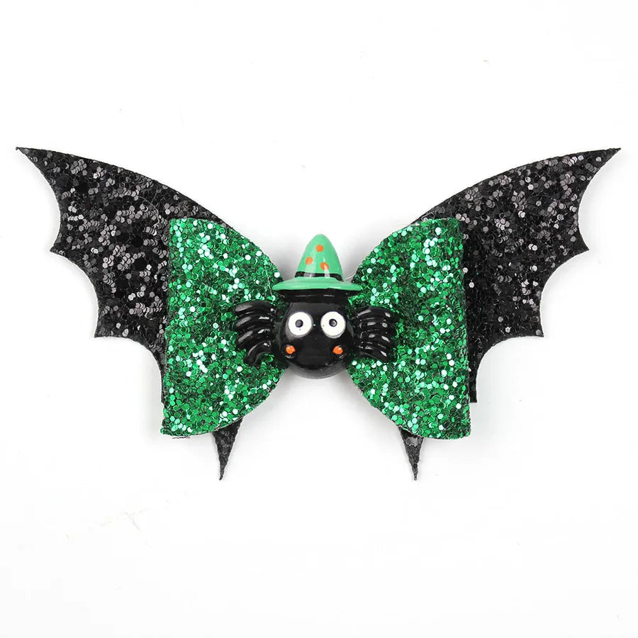 Creative Halloween Double Layer Small Bat Wings Butterfly Knot Hair Clip Funny Children's Hair Accessories Pumpkin Pattern