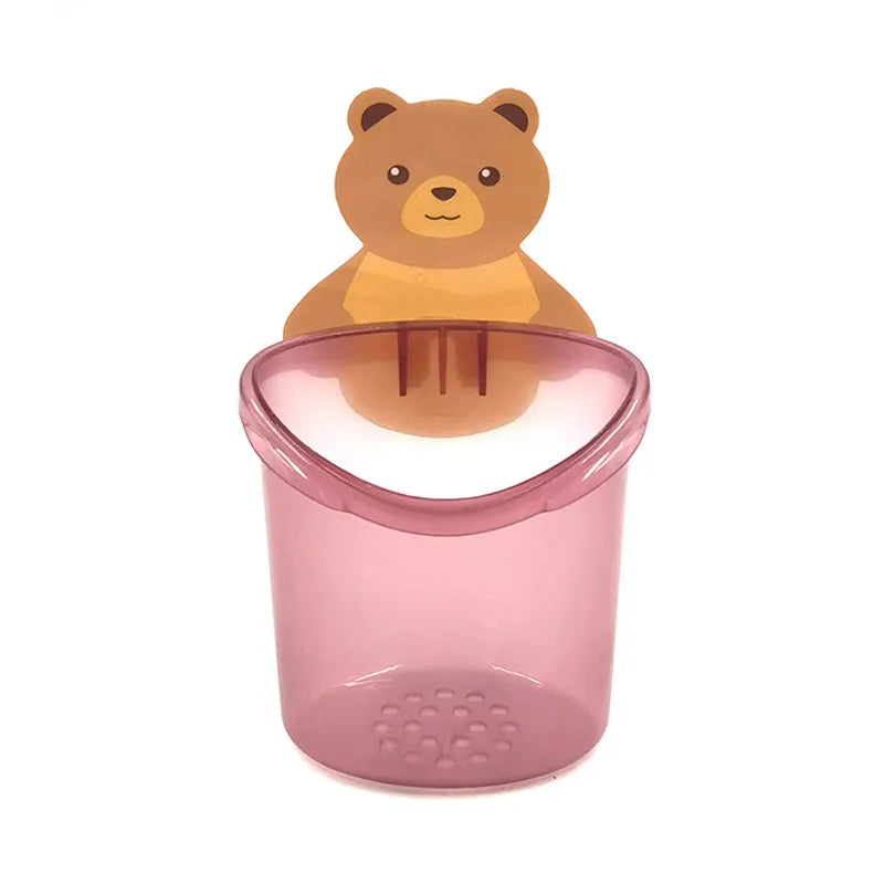 Bathroom Toothbrush Cup Bathroom Wall Hanging Bedside Comb Rubber Tendon Cosmetic Storage Box Toothpaste Bear Hug Storage Rack