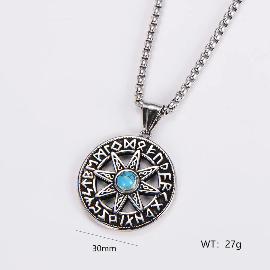 Wholesale Jewelry Exaggerated Round 304 Stainless Steel Pendant Necklace cable chain
