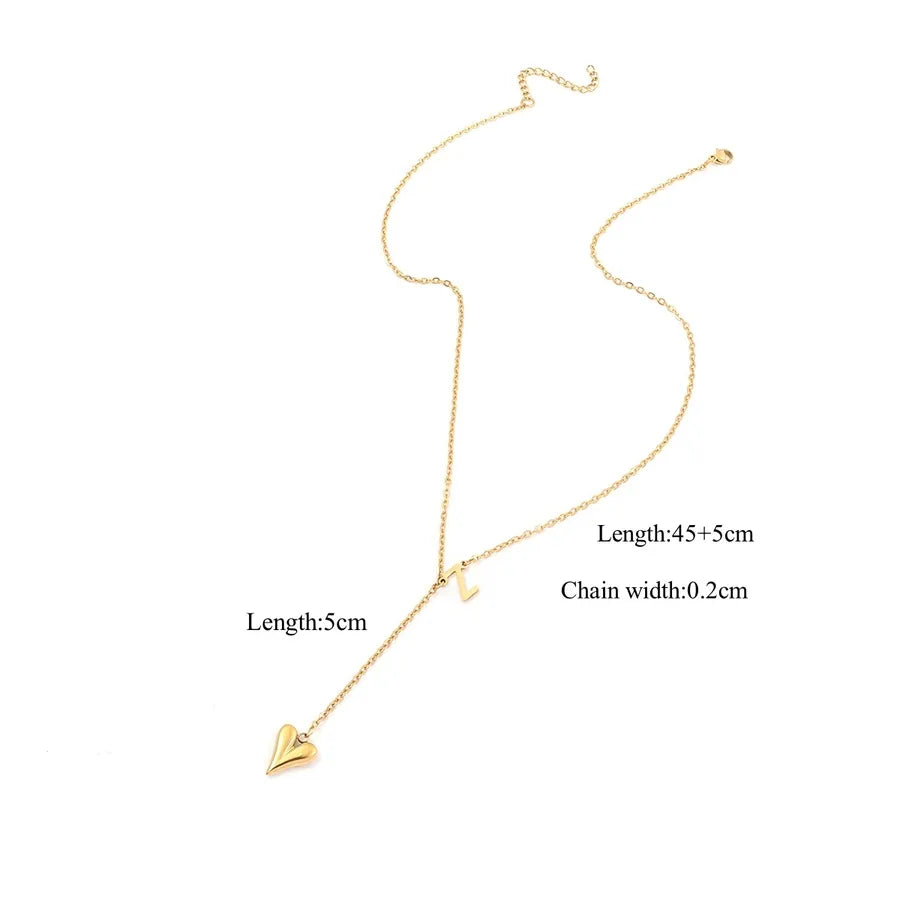 Wholesale Jewelry Elegant Simple Style Classic Style Letter Heart Shape 201 Stainless Steel 304 Stainless Steel cable chain Pendant Necklace