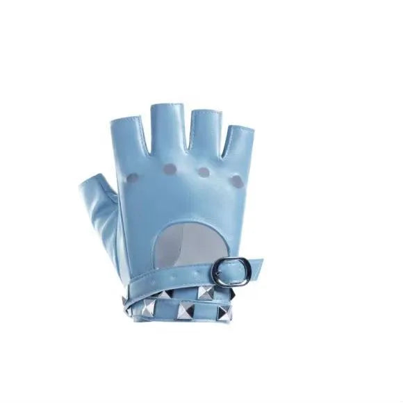 New Ladies Dance Half Finger Gloves Performance Half Punk  Chain Pole Dance Street Dance Leather Gloves