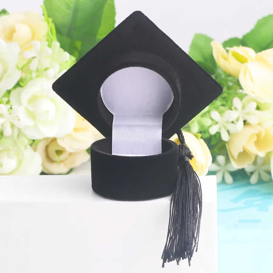 Doctor cap ring box  wholesale flocking box wedding proposal necklace graduation gift box