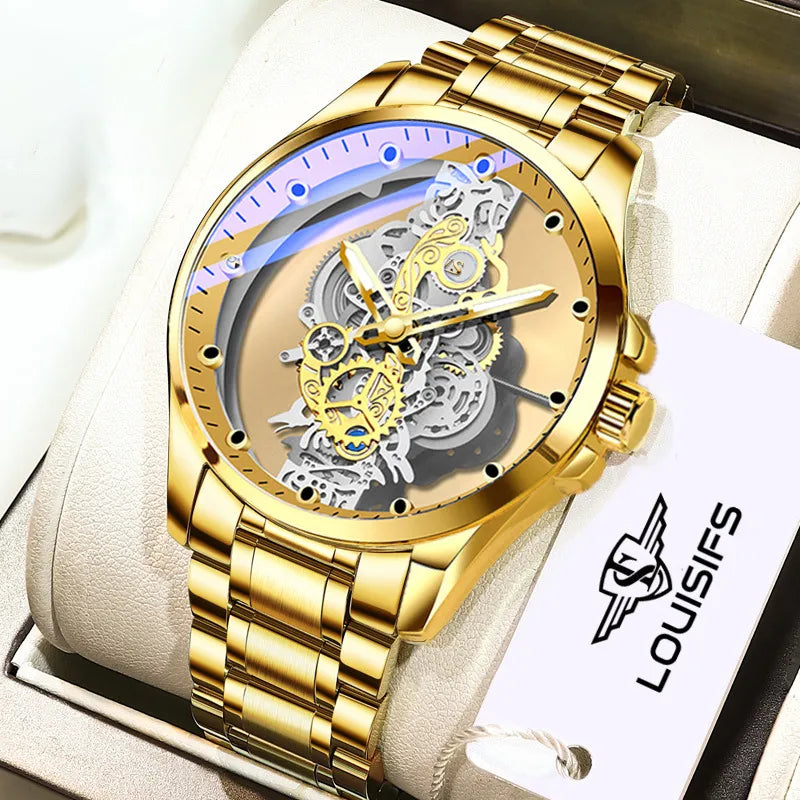 streetwear solid color single folding buckle quartz men's watches