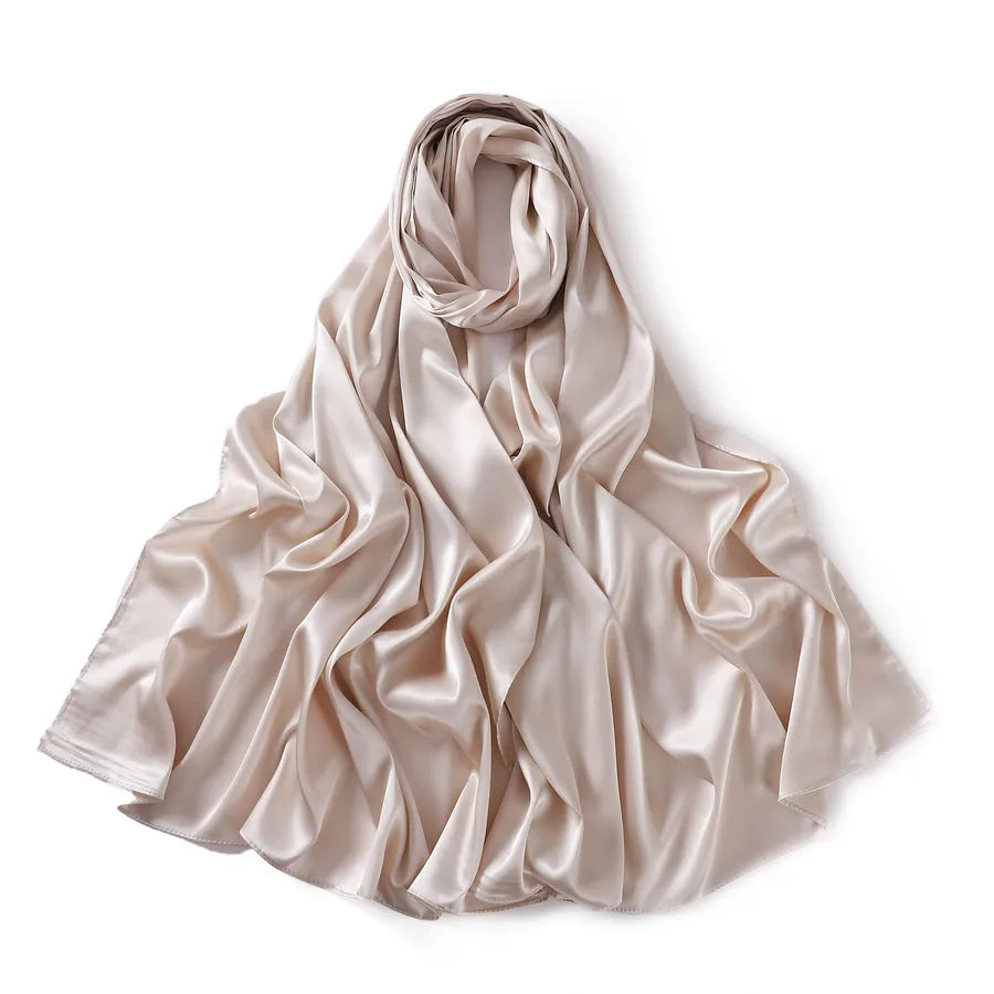 women's streetwear solid color satin winter scarves