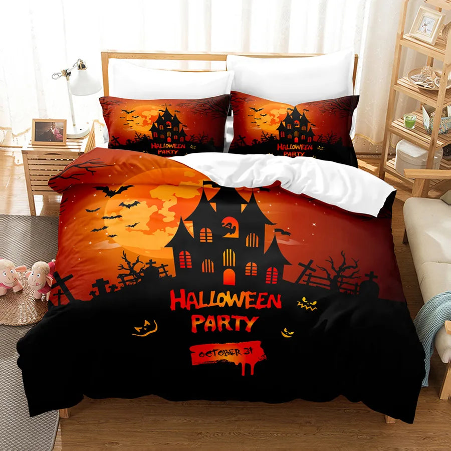 Halloween Casual Pumpkin Castle chemical fiber Beddings Bedding