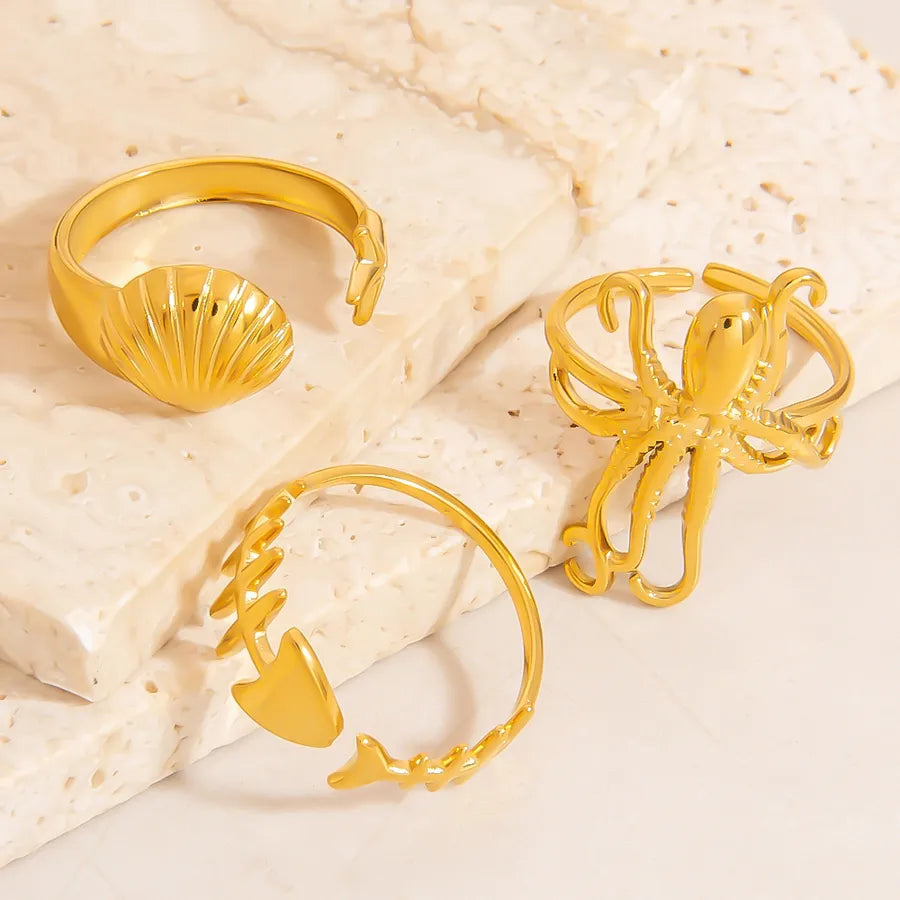 Wholesale Jewelry Vacation Beach Octopus 304 Stainless Steel Rings
