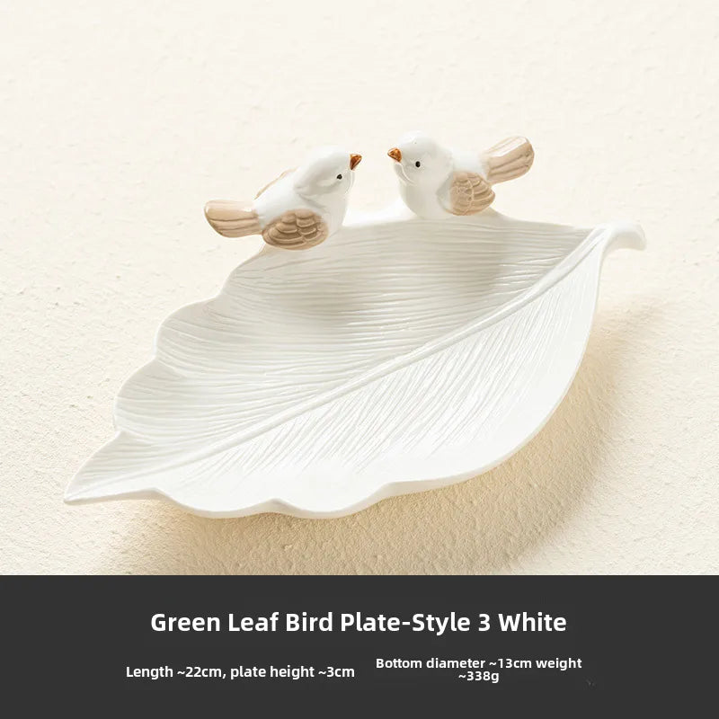 Bird Dim & Sum Plate Ceramic Jewelry Storage Plate Creative Cute Storage Rack Soap Dish Light Luxury High-end Plate