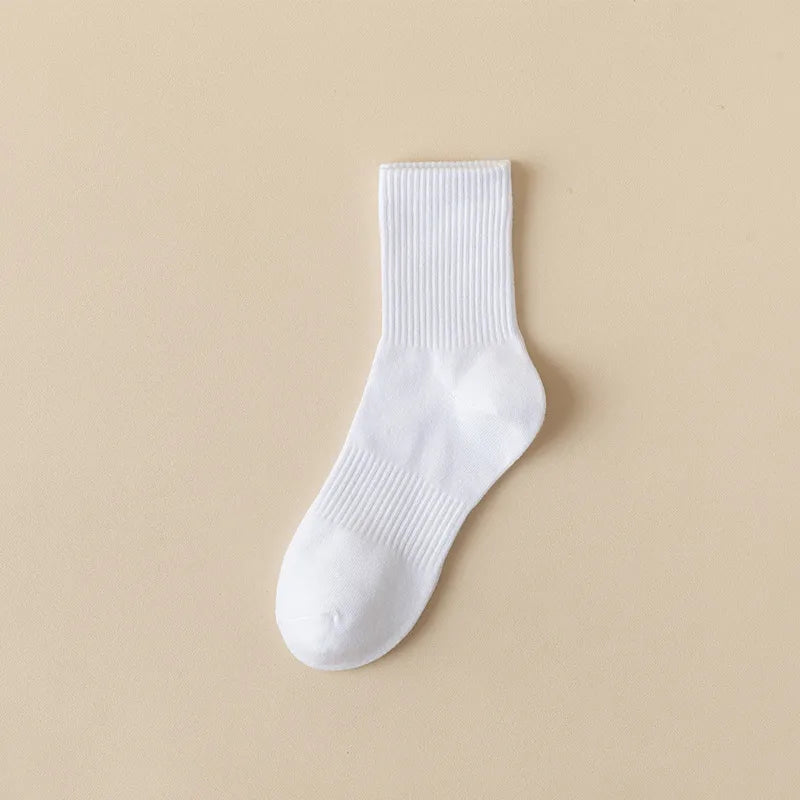 Socks men's cotton mid-calf length socks solid color white autumn men's sports deodorant  tide socks men's wholesale