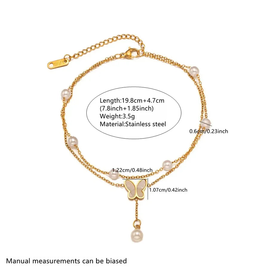 Wholesale Jewelry Princess Cute Simple Style Butterfly 304 Stainless Steel 18K Gold Plated Anklet