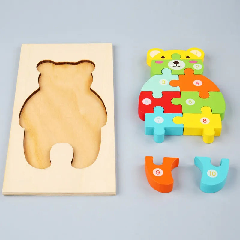 3D Wooden Dinosaur Puzzle Early Education Toys For Kids Assembly Building Blocks Baby Cognitive Skills Development Playset