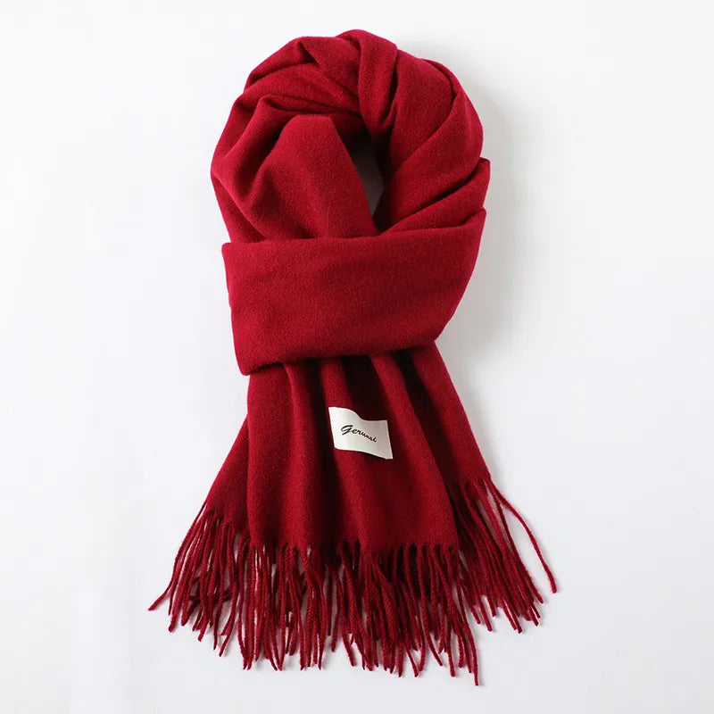 women's simple style solid color imitation cashmere scarf