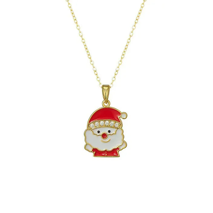 Titanium Steel Zirconia Pendant Necklace Women's Fashionable Versatile Micro-Set  Christmas Series