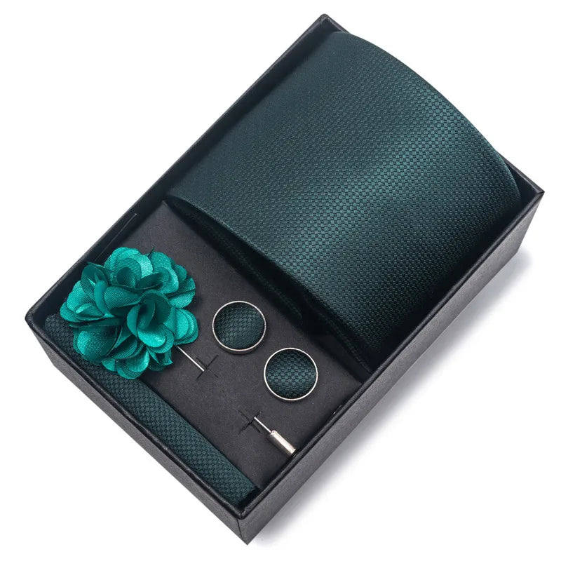 commute geometric stripe cashew nuts polyester yarn men's square scarf cufflinks tie