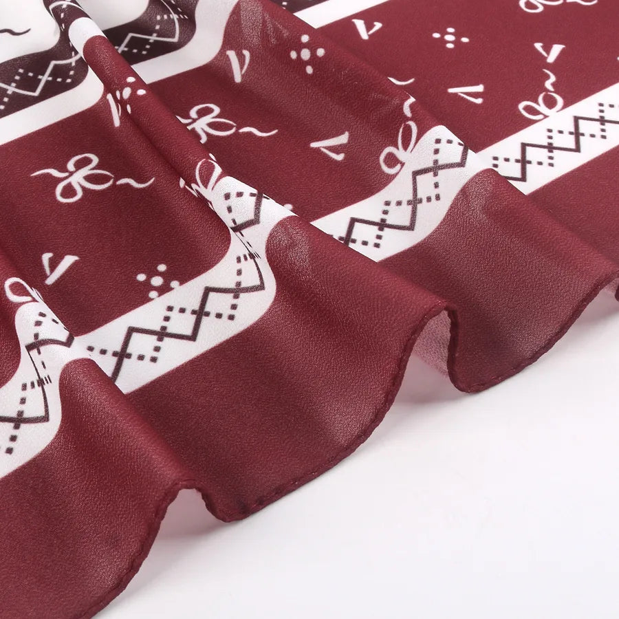 New High-grade Printed Satin Chiffon Scarf Malaysia Scarf Long Scarf Middle East Dubai Turban