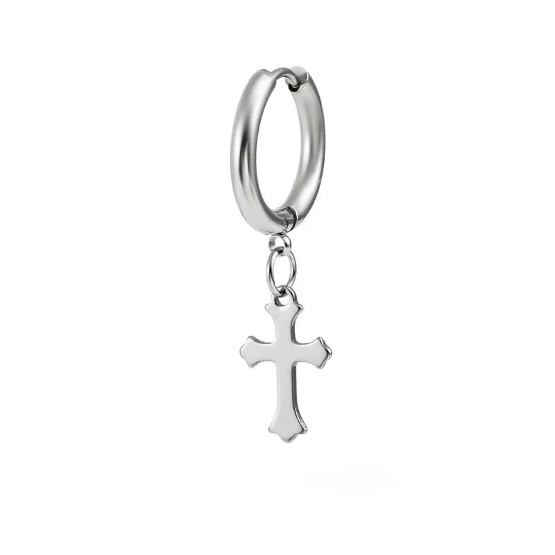 fashion cross heart shape stainless steel polishing drop earrings 1 piece