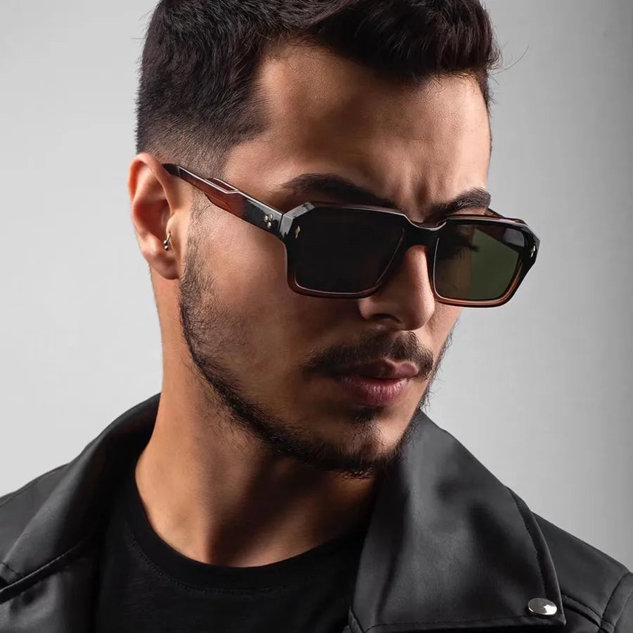 retro cool style gradient color resin square full frame men's sunglasses