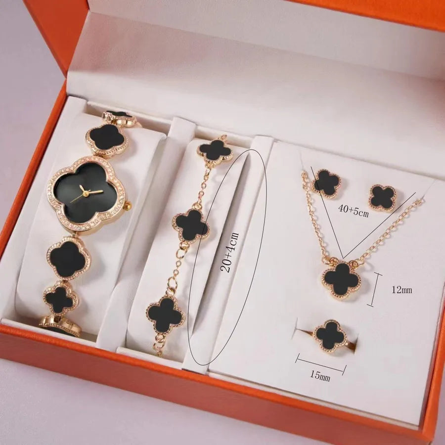 Casual Heart Shape Buckle Quartz Watch Jewelry Sets Women's Watches