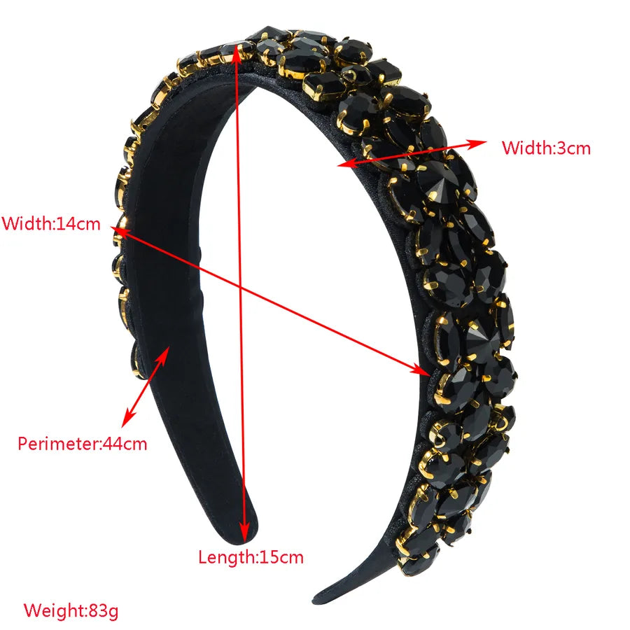Casual Classic Style Women's Water Droplets Alloy Cloth Glass Inlay Glass Hair Band