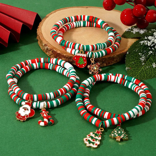 Handmade Soft Clay Copper Beads Letter Bracelet Set Christmas Luxury Sensation School Return Gift Colorful String Beads