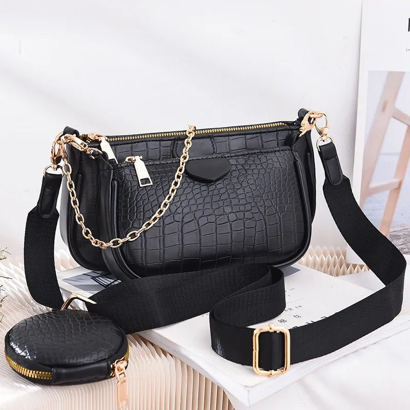 Crossbody small bag  new women's Korean style fresh fashion triplets women's bag crossbody shoulder handbag